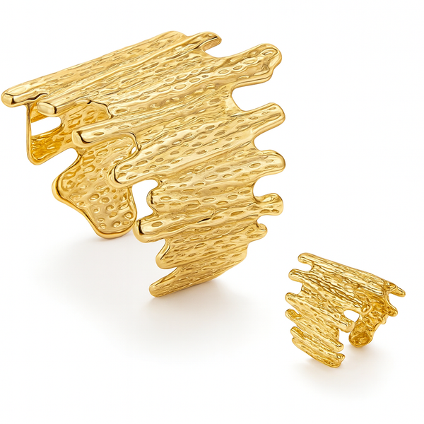 Set Gold Wave (bratara + inel)
