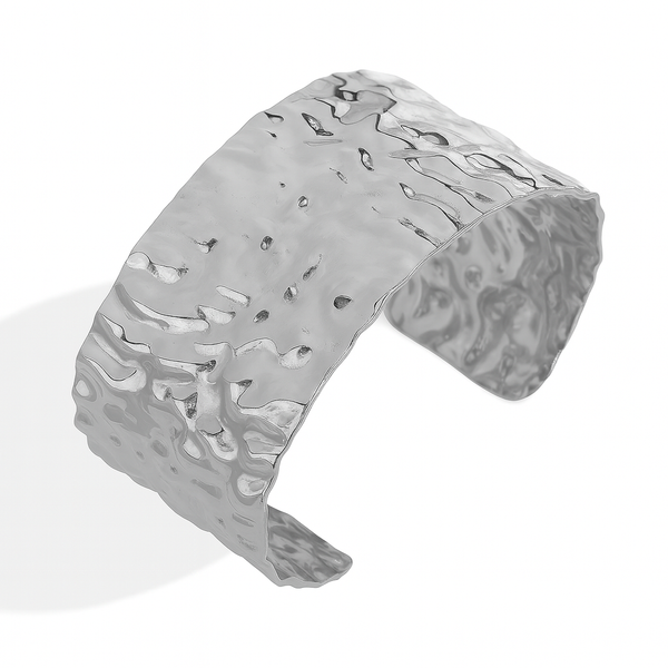 Bratara Hammered Wide Silver
