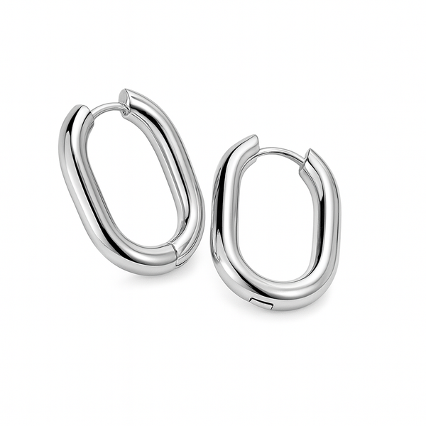 Cercei Huggie Oval – Silver Edition