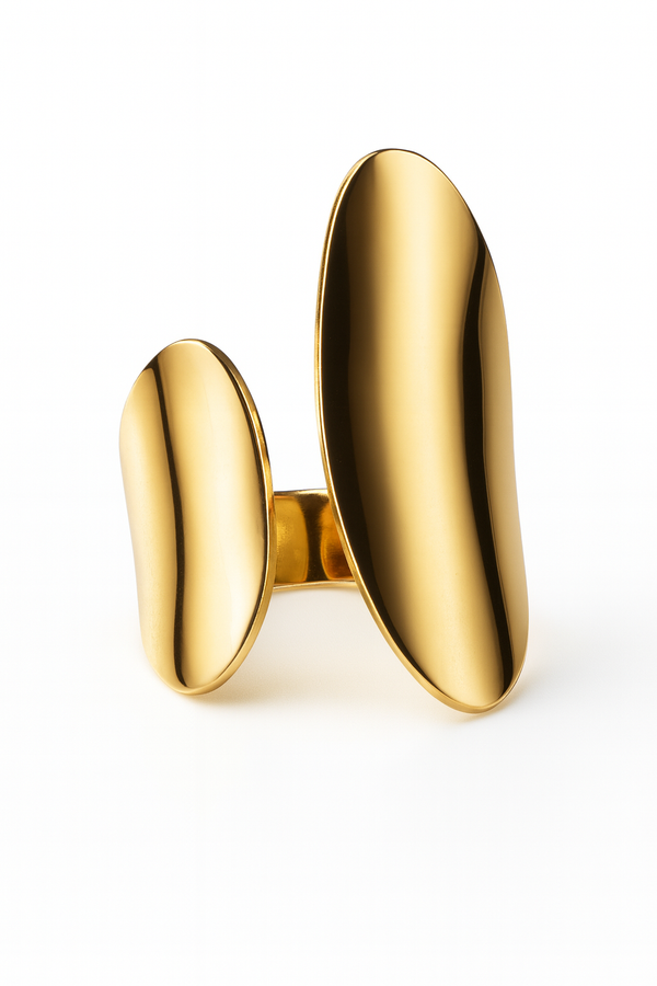 Inel Golden Sculptural Flow