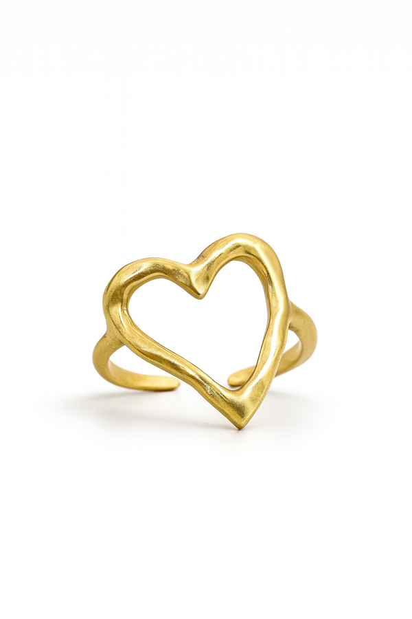Inel Gold Textured Heart